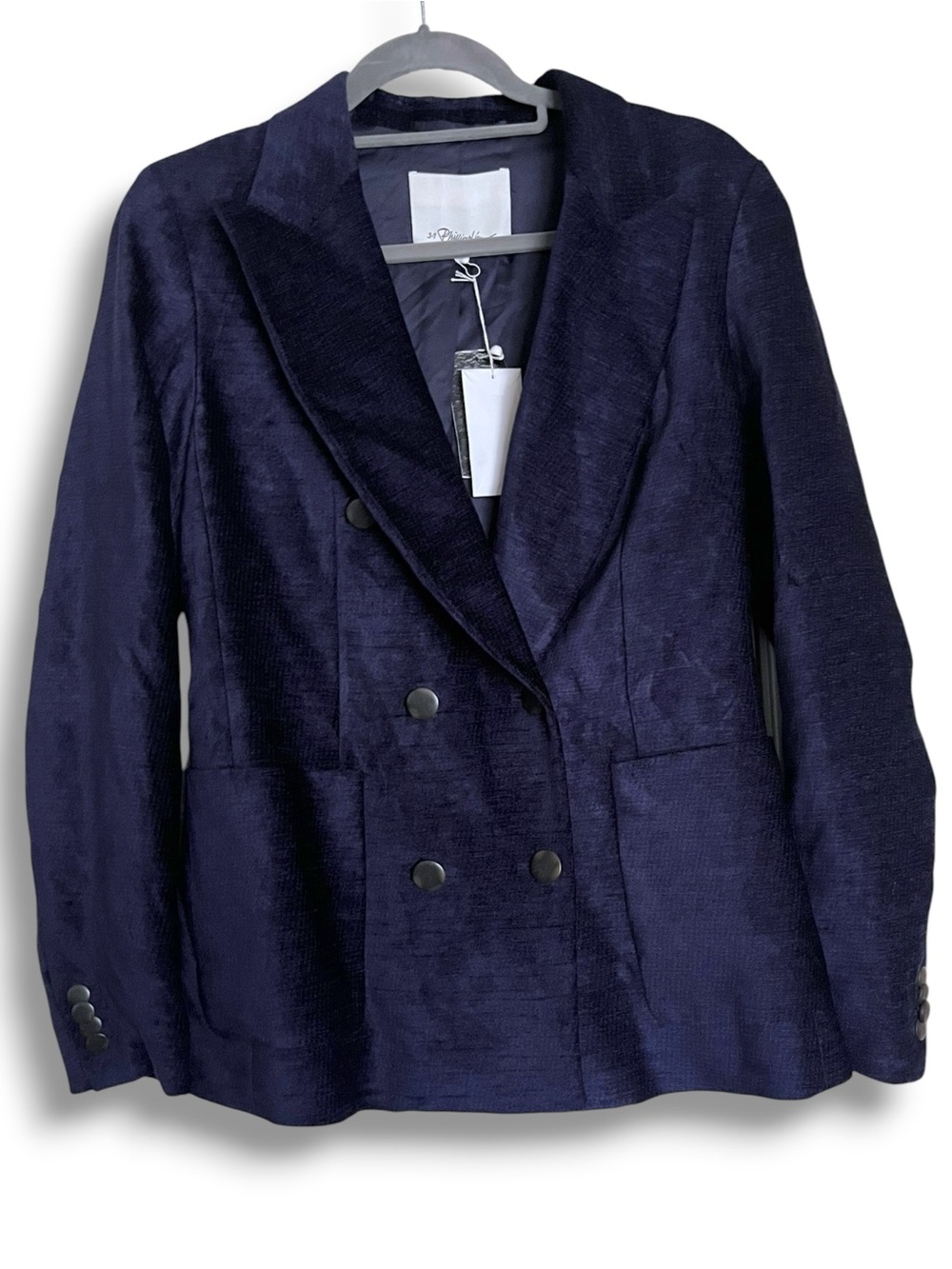 NWT 3.1 Phillip Lim Soft Textured Double Breasted Blazer Jacket Size 6 Navy - Picture 2 of 7